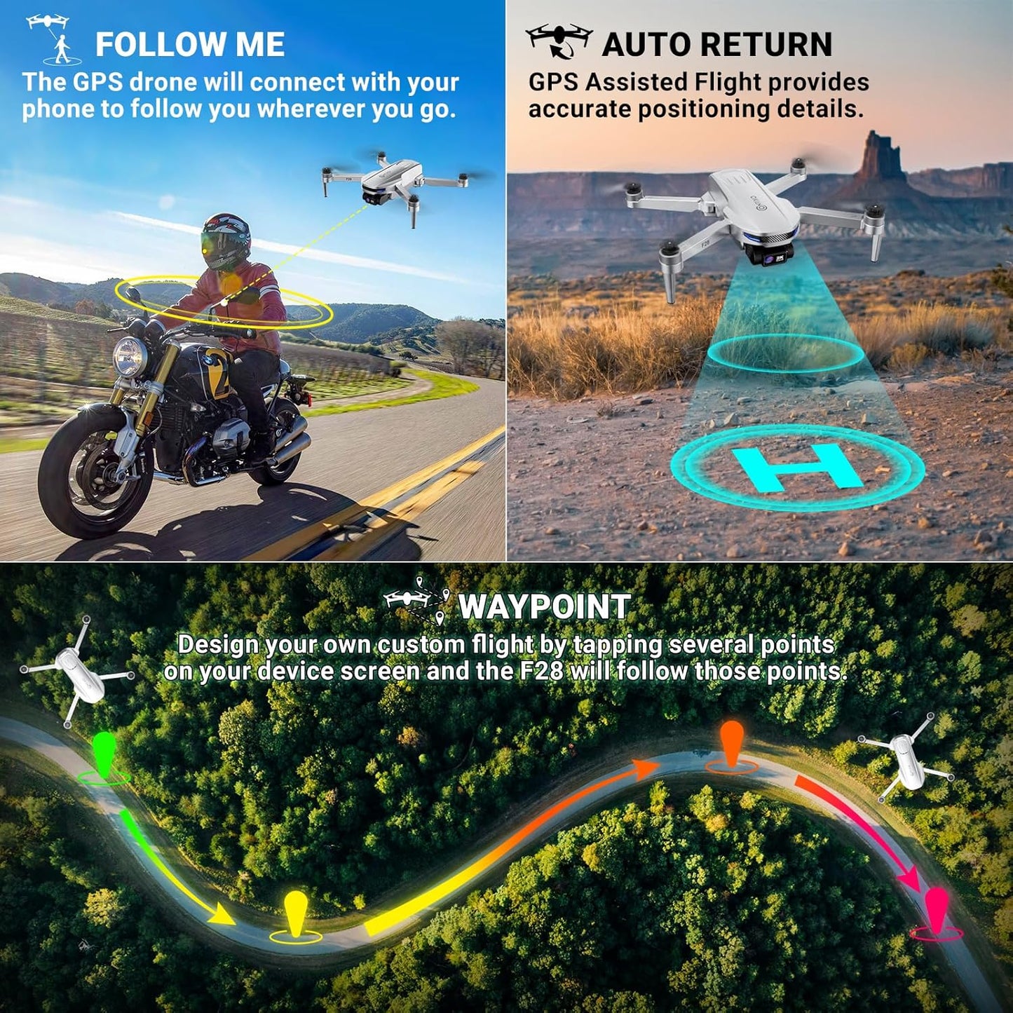 Contixo F28A GPS Drone for Adults Foldable, 2K Camera, Brushless Motors, 26 Min Flight Time, FPV Remote Control Drone with Altitude Hold, Return Home, Orbit & Selfie Modes, Carry Case Included