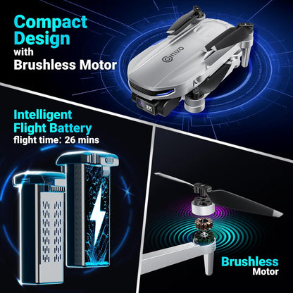 Contixo F28A GPS Drone for Adults Foldable, 2K Camera, Brushless Motors, 26 Min Flight Time, FPV Remote Control Drone with Altitude Hold, Return Home, Orbit & Selfie Modes, Carry Case Included