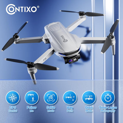Contixo F28A GPS Drone for Adults Foldable, 2K Camera, Brushless Motors, 26 Min Flight Time, FPV Remote Control Drone with Altitude Hold, Return Home, Orbit & Selfie Modes, Carry Case Included
